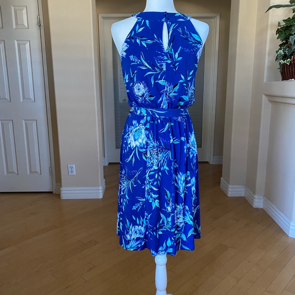 Blue Midi Dress Halter Top Keyhole - Picture 4 of 6